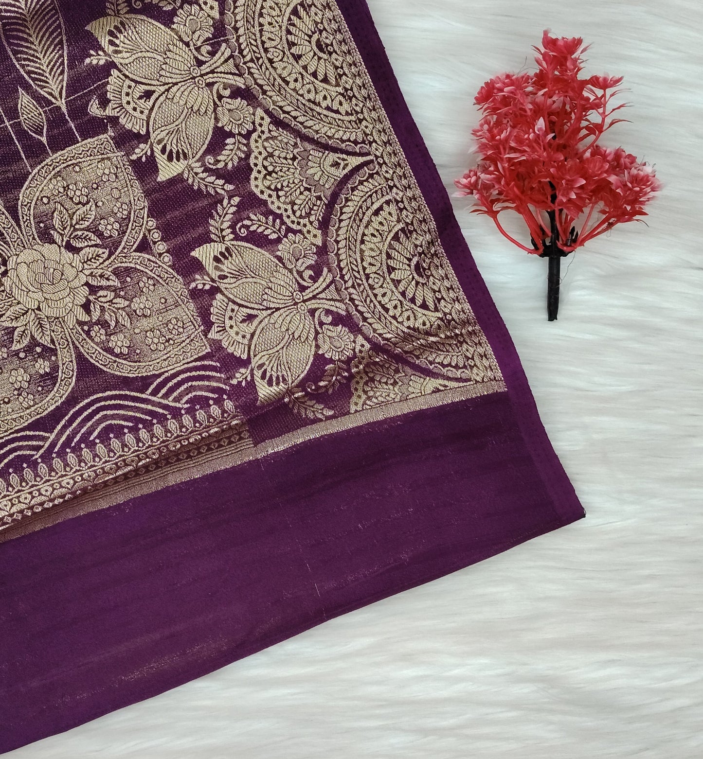 Grape Georgette Contrast Saree | SSGG424