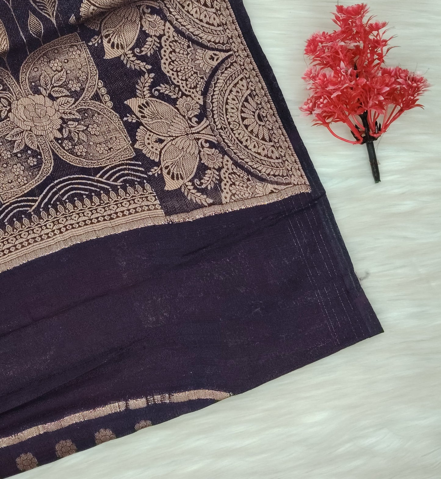 Grape Georgette Contrast Saree | SSGG424