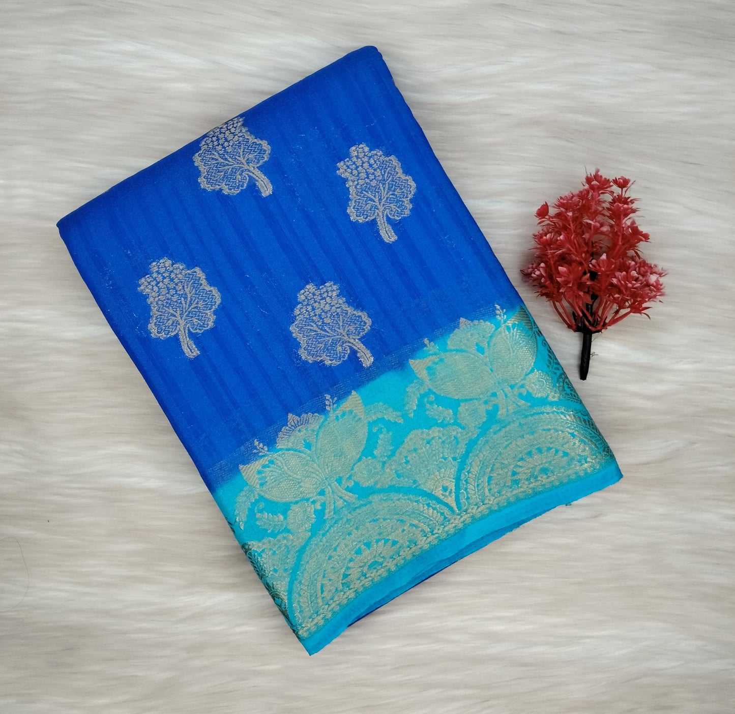 Grape Georgette Contrast Saree | SSGG424