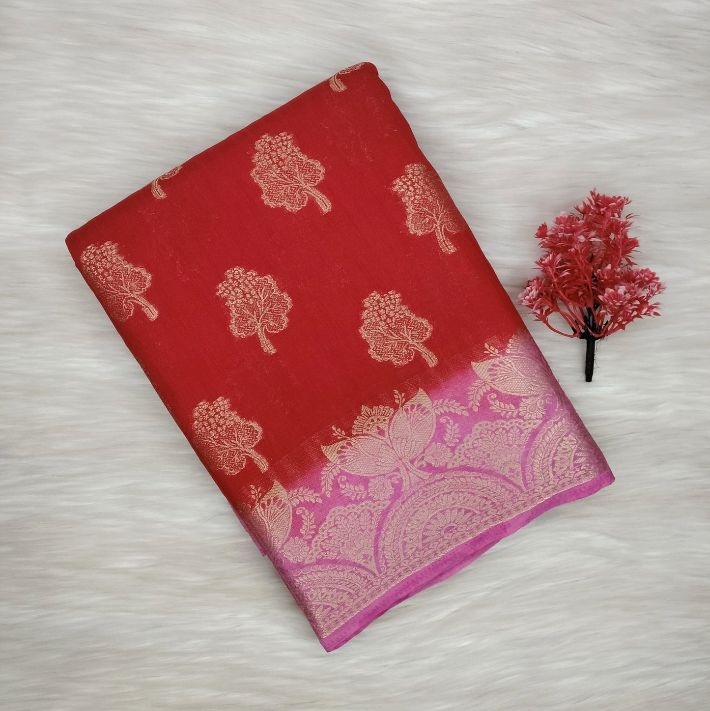 Grape Georgette Contrast Saree | SSGG424