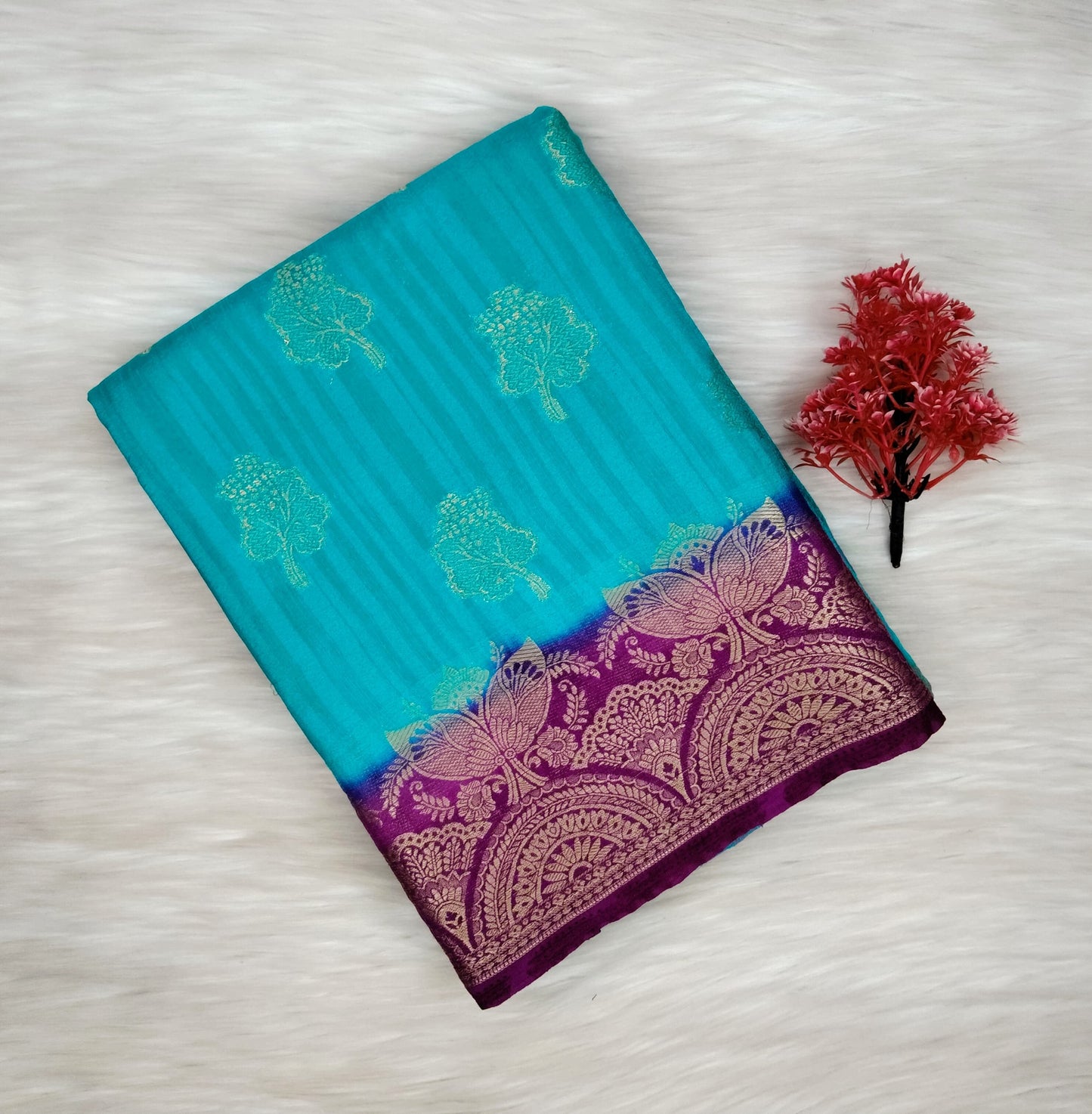 Grape Georgette Contrast Saree | SSGG424