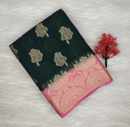 Grape Georgette Contrast Saree | SSGG424