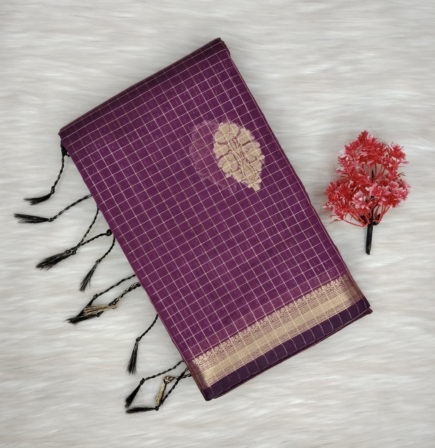 Cotton Checked Oaks Saree | SSCC436