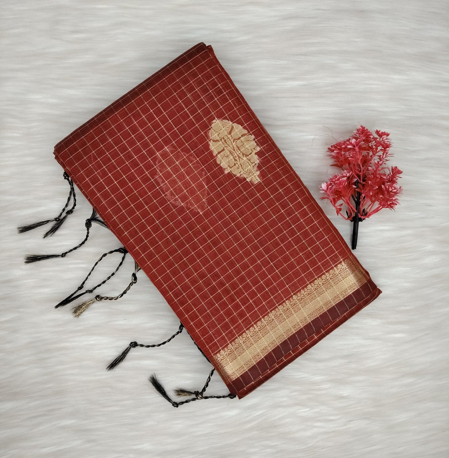 Cotton Checked Oaks Saree | SSCC436