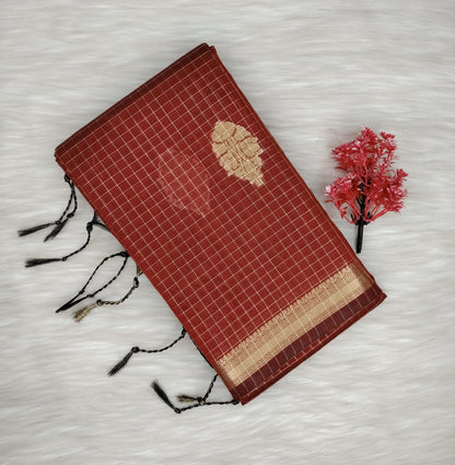 Cotton Checked Oaks Saree | SSCC436
