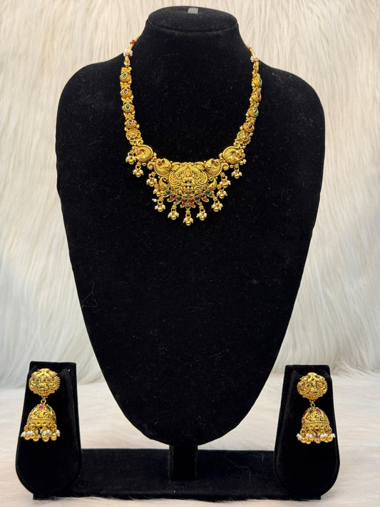 Antique Gold Lakshmi Peacock Haram | SSAL80