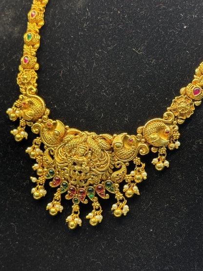 Antique Gold Lakshmi Peacock Haram | SSAL80