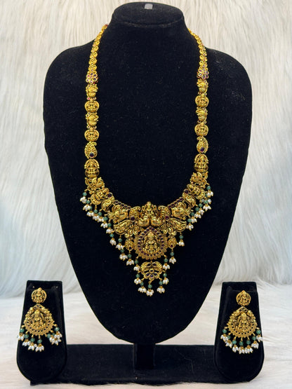 Antique Gold Peacock Temple Necklace | SSAP83