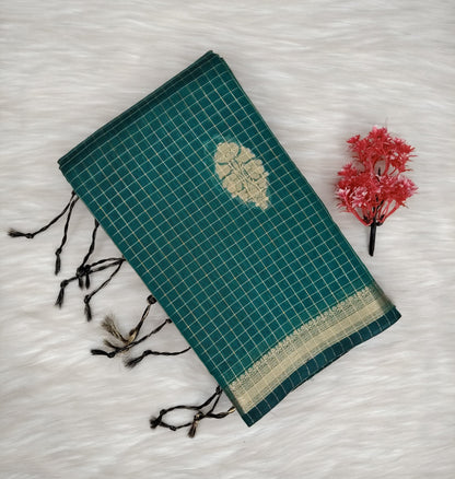 Cotton Checked Oaks Saree | SSCC436