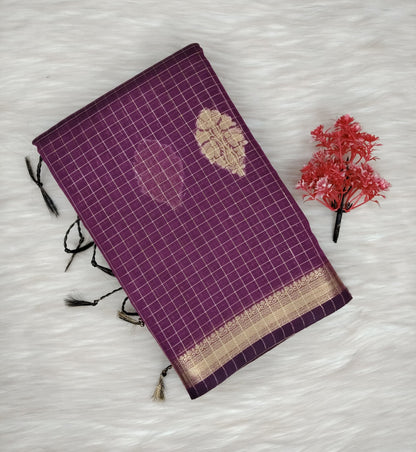 Cotton Checked Oaks Saree | SSCC436