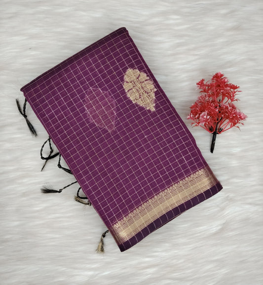 Cotton Checked Oaks Saree | SSCC436