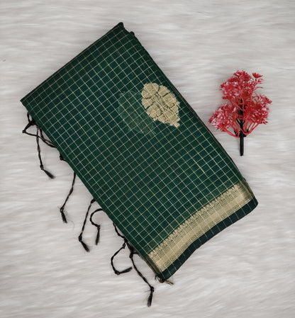 Cotton Checked Oaks Saree | SSCC436