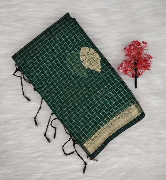 Cotton Checked Oaks Saree | SSCC436