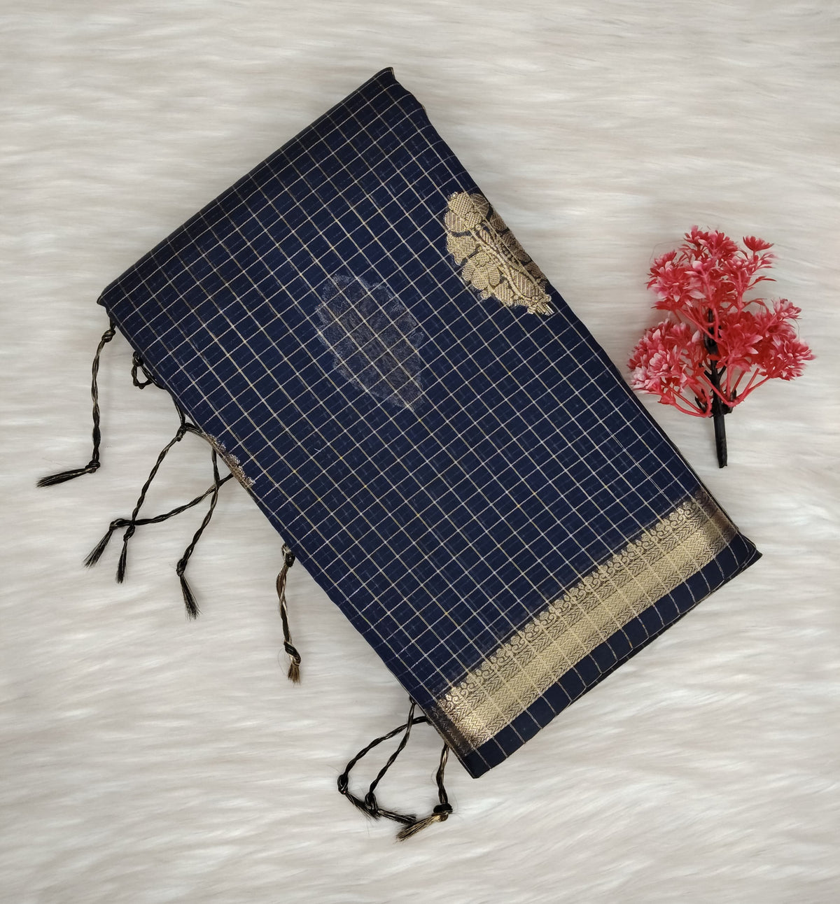 Cotton Checked Oaks Saree | SSCC436