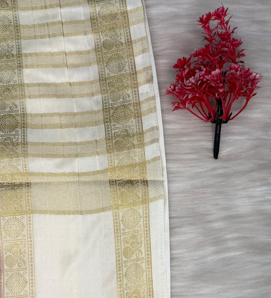 Cream Check Saree | SSCC458