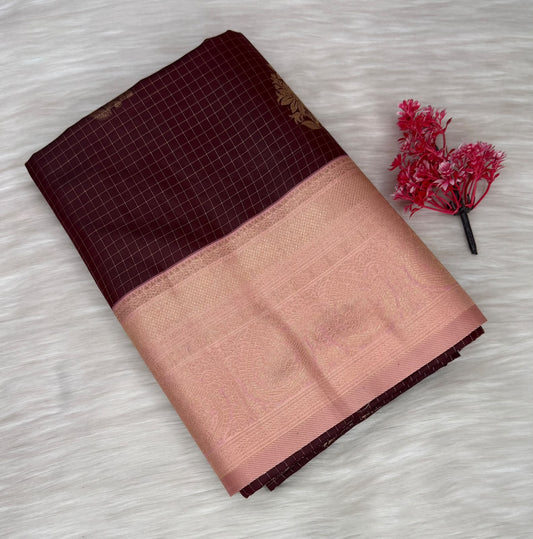Soft Silk Check Saree | SSSC469