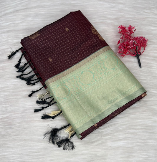 Soft Silk Check Saree | SSSC469