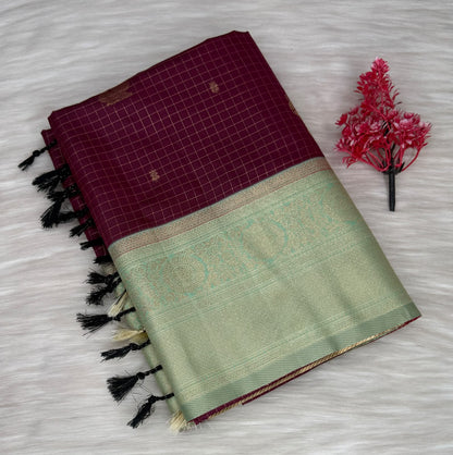 Soft Silk Check Saree | SSSC469