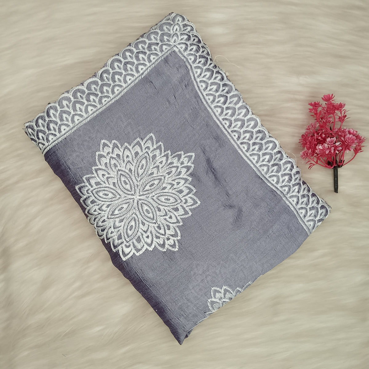 Chikankari Schiffl Saree | SSCS492