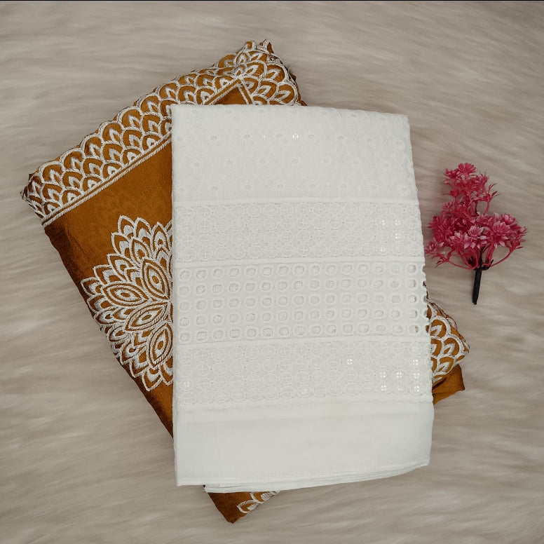 Chikankari Schiffl Saree | SSCS492