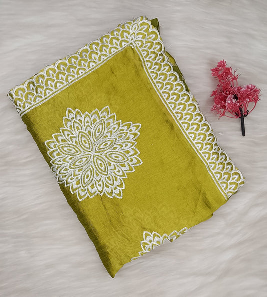 Chikankari Schiffl Saree | SSCS492