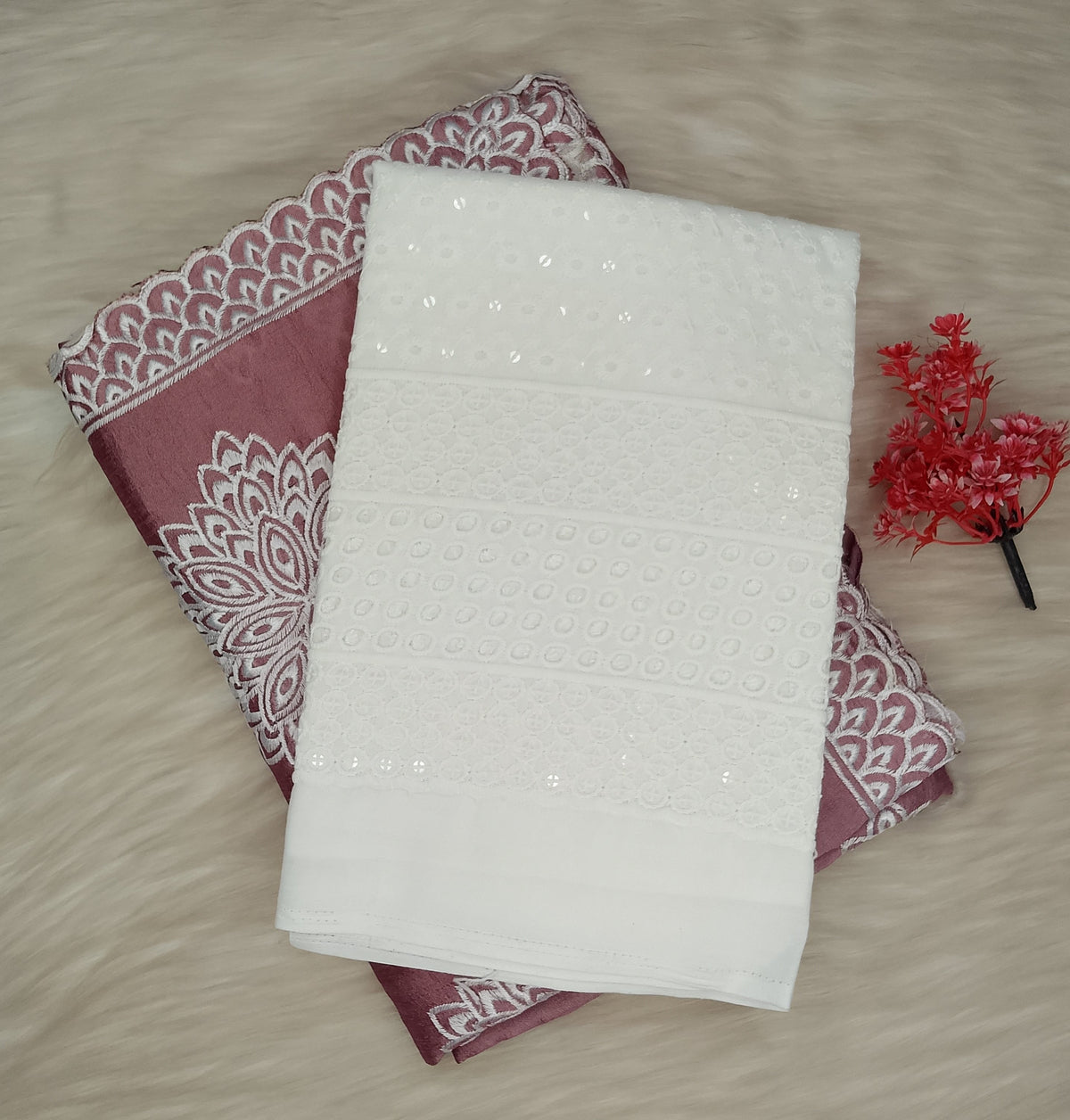 Chikankari Schiffl Saree | SSCS492