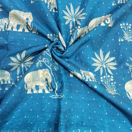 Ajrakh Style Elephant Print Saree | SSEP331