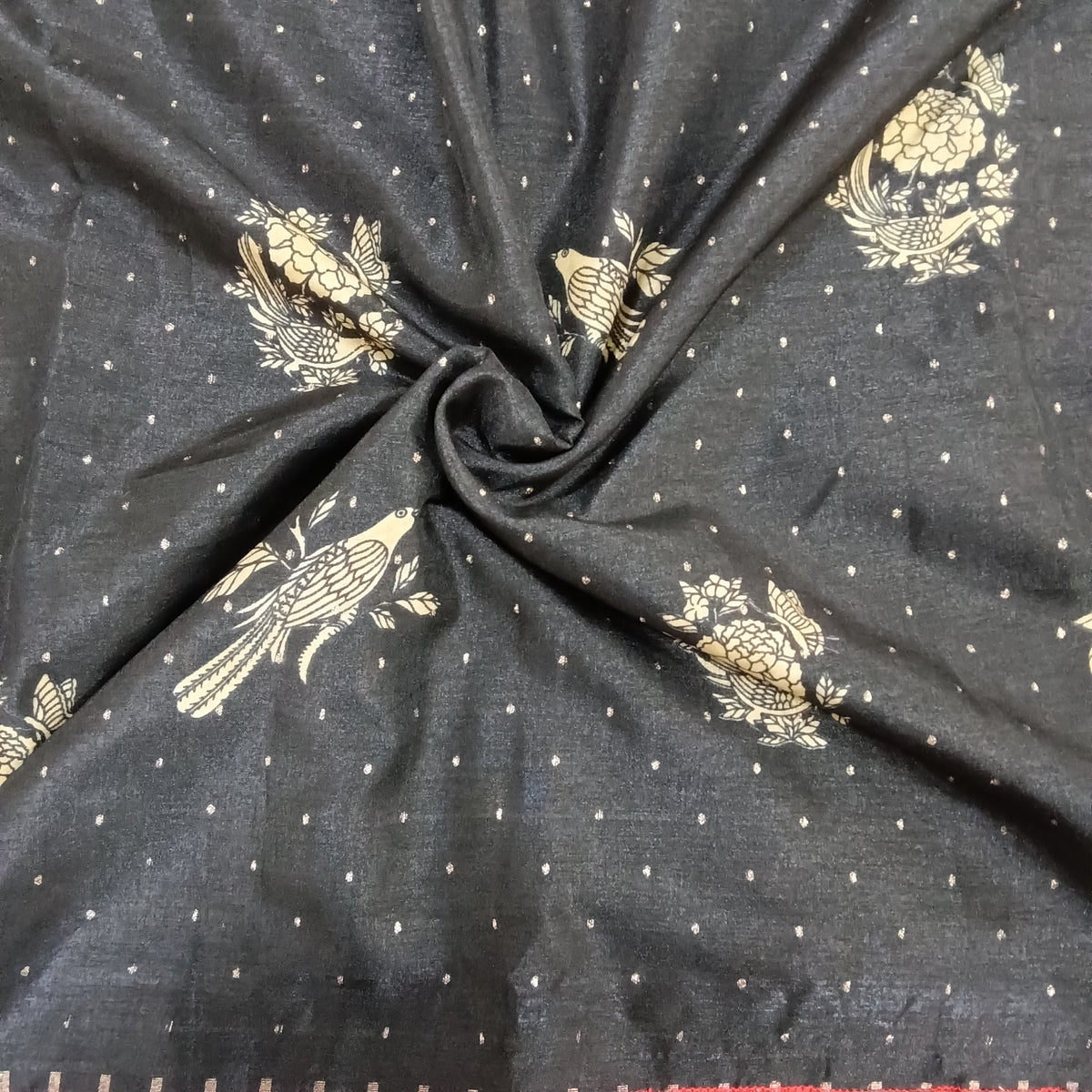 Ajrakh Style Elephant Print Saree | SSEP331
