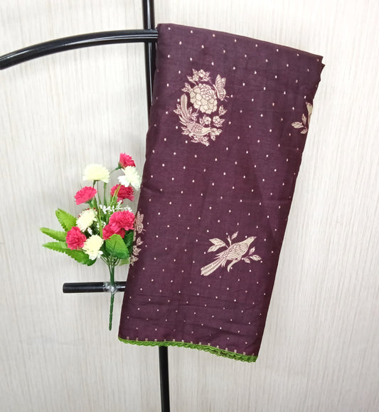 Ajrakh Style Elephant Print Saree | SSEP331