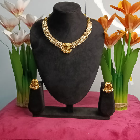 Mahalakshmi Pearl Craft Necklace Kundhan & Kemp Set  | SSMP008