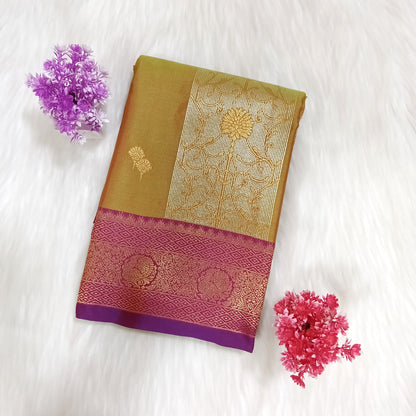 Golden Tissue Mustard Yellow Saree | SSGT354
