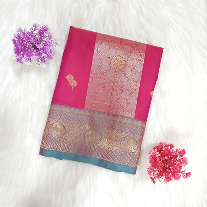 Golden Tissue Rani Pink Saree | SSGT354