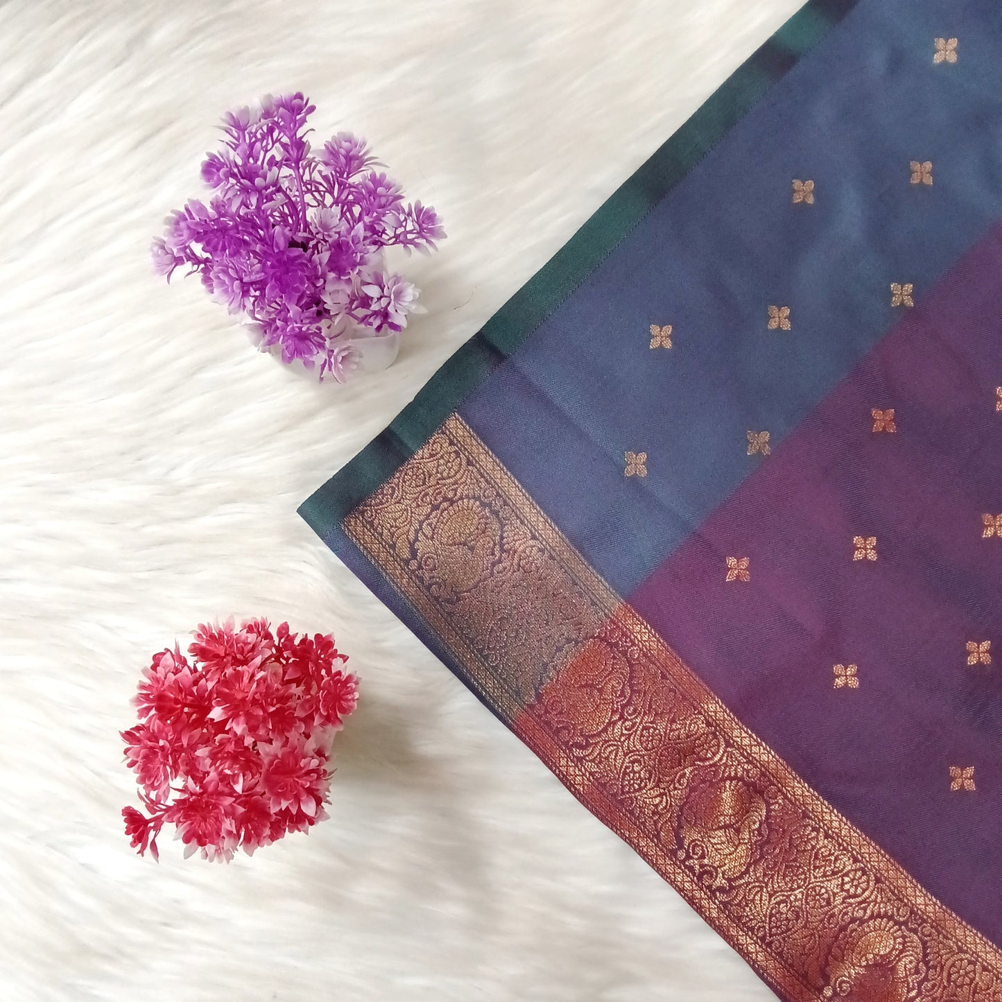Golden Tissue Rani Pink Saree | SSGT354