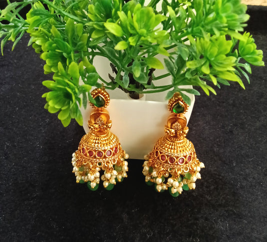 Traditional Temple Lakshmi Kundhan & Kemp Set | SSTK025