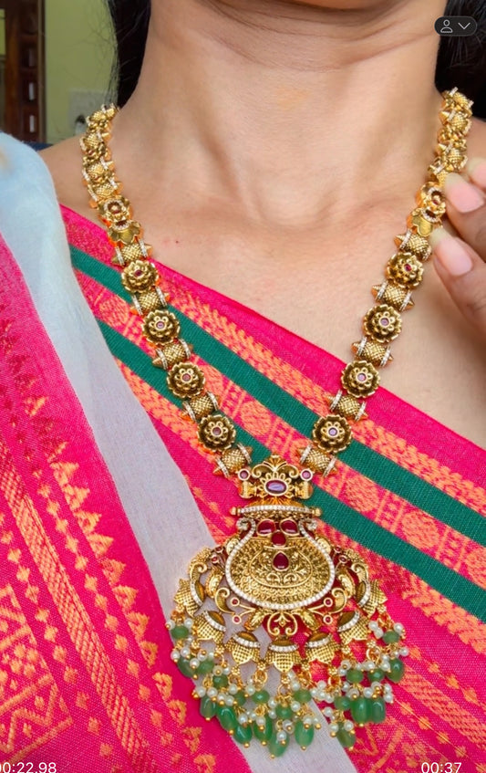 South Indian Traditional Style Necklace Kundhan & Kemp Set | SSTK029
