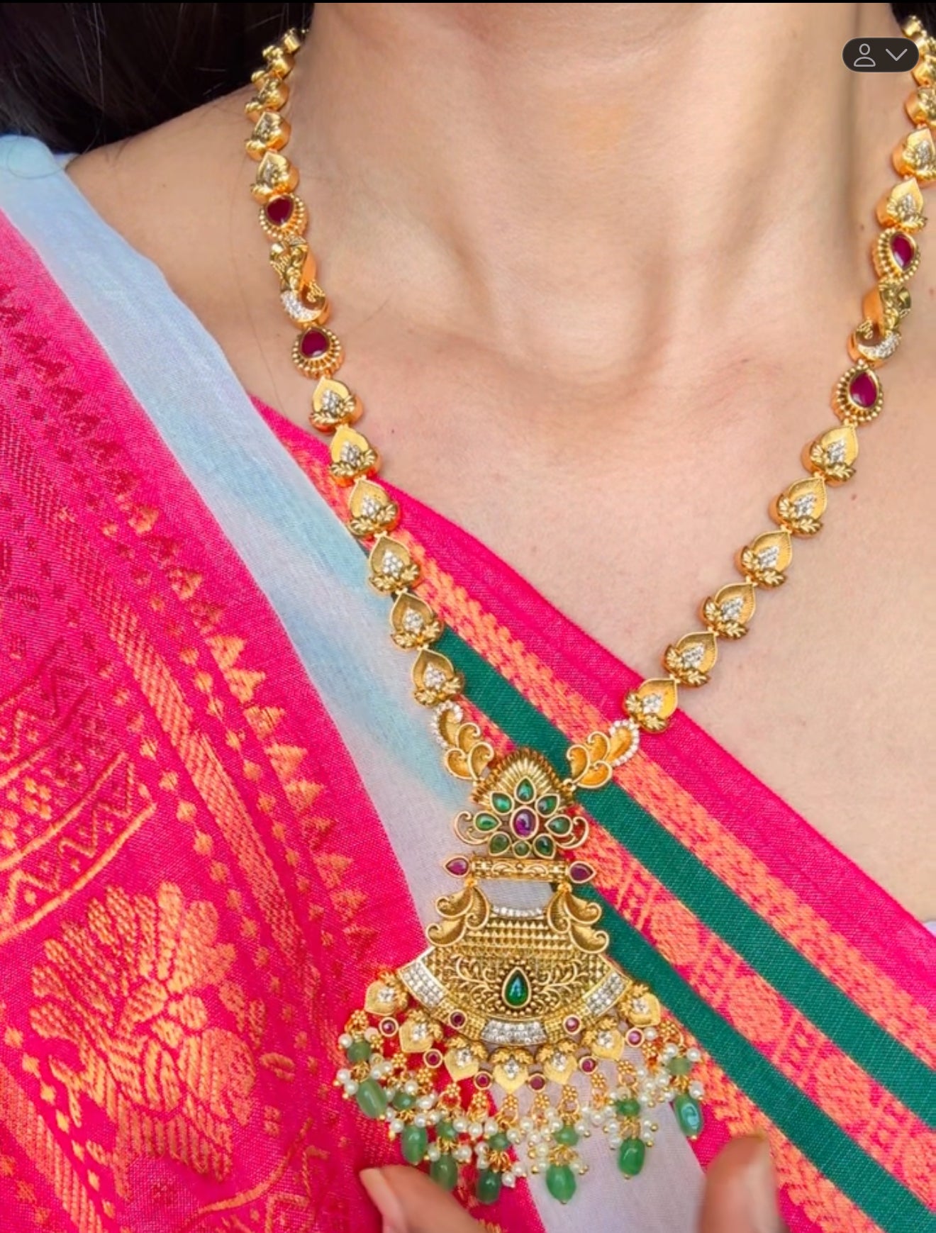 Traditional Temple Lakshmi Kundhan & Kemp Set | SSTK025