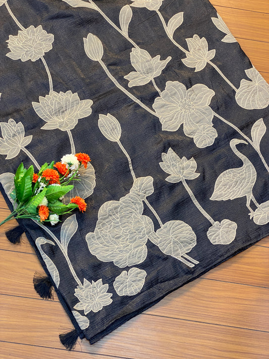 Lotus and Bird Saree | SSLB367