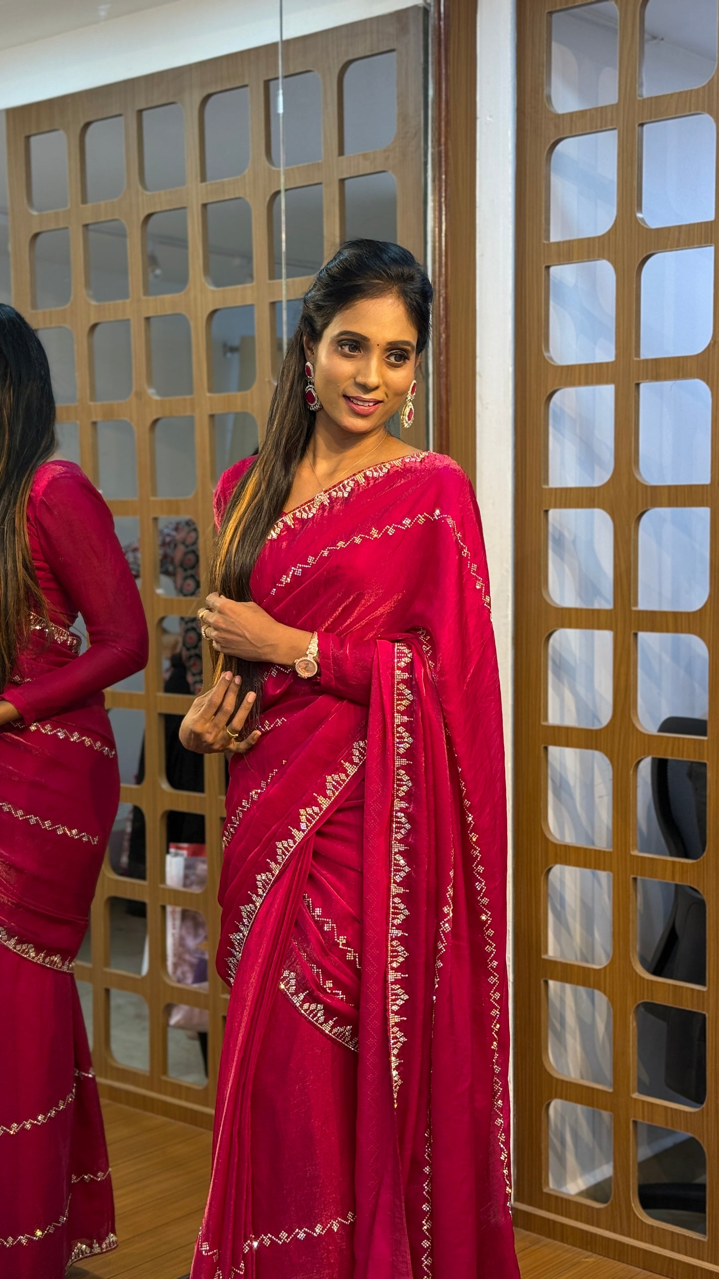 Pink Embellished Delicate RTW Saree  | SSED311