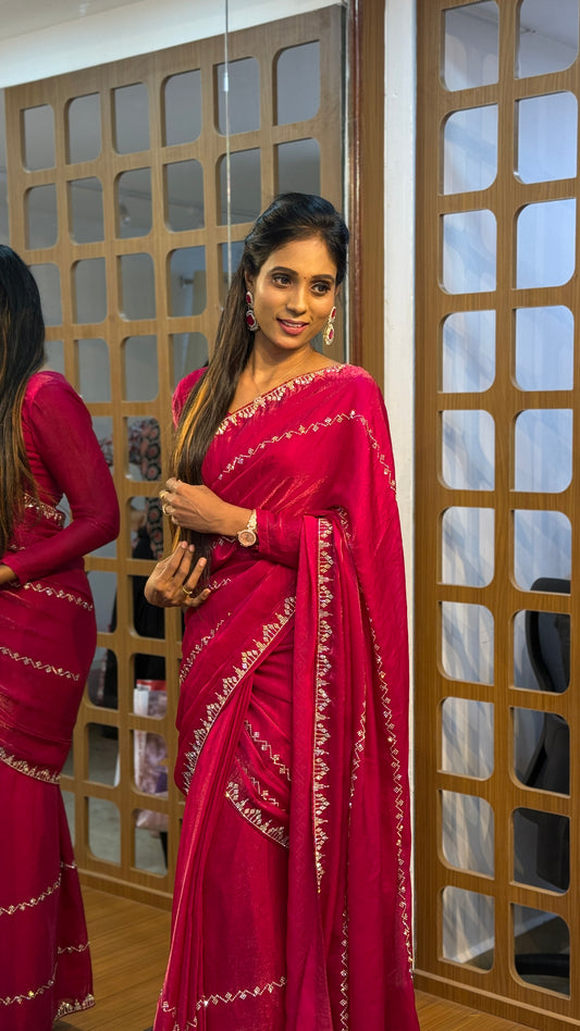 Pink Embellished Delicate RTW Saree  | SSED311