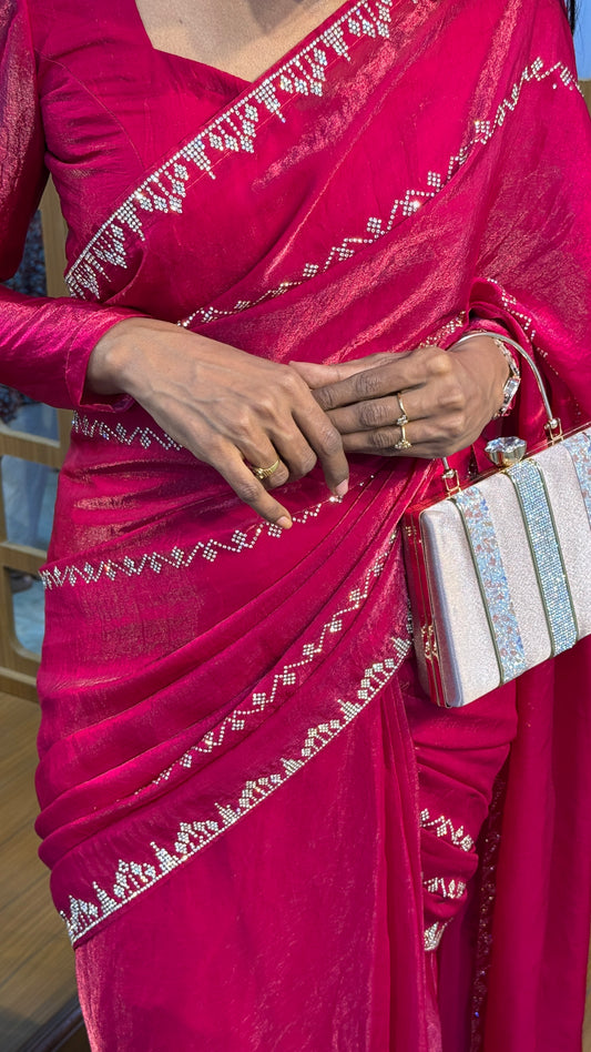Pink Embellished Delicate RTW Saree  | SSED311
