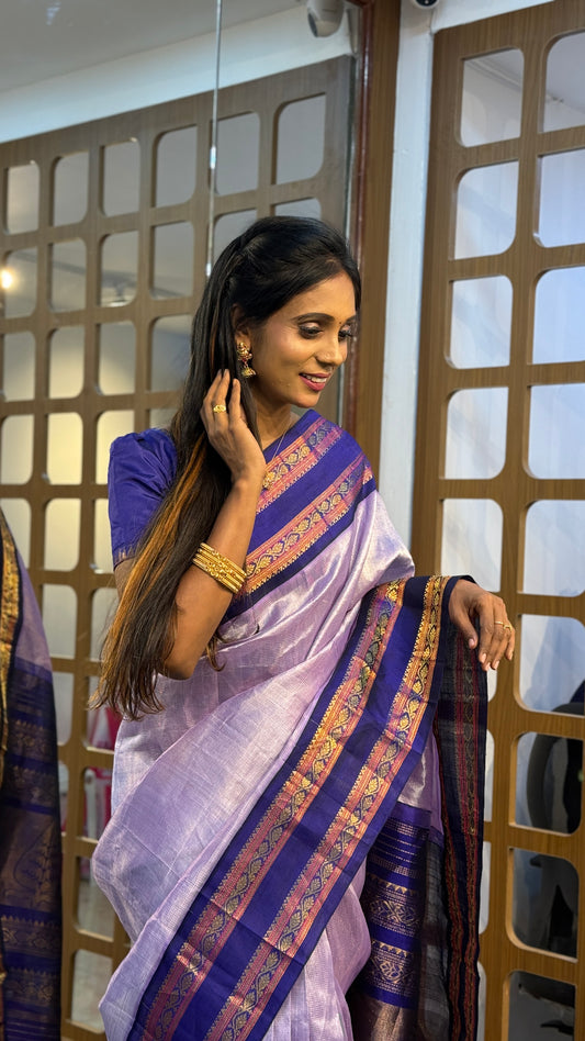 Korvai Saree Royal Blue & Gap Border | SSSK310
