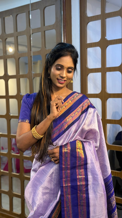 Korvai Saree Royal Blue & Gap Border | SSSK310