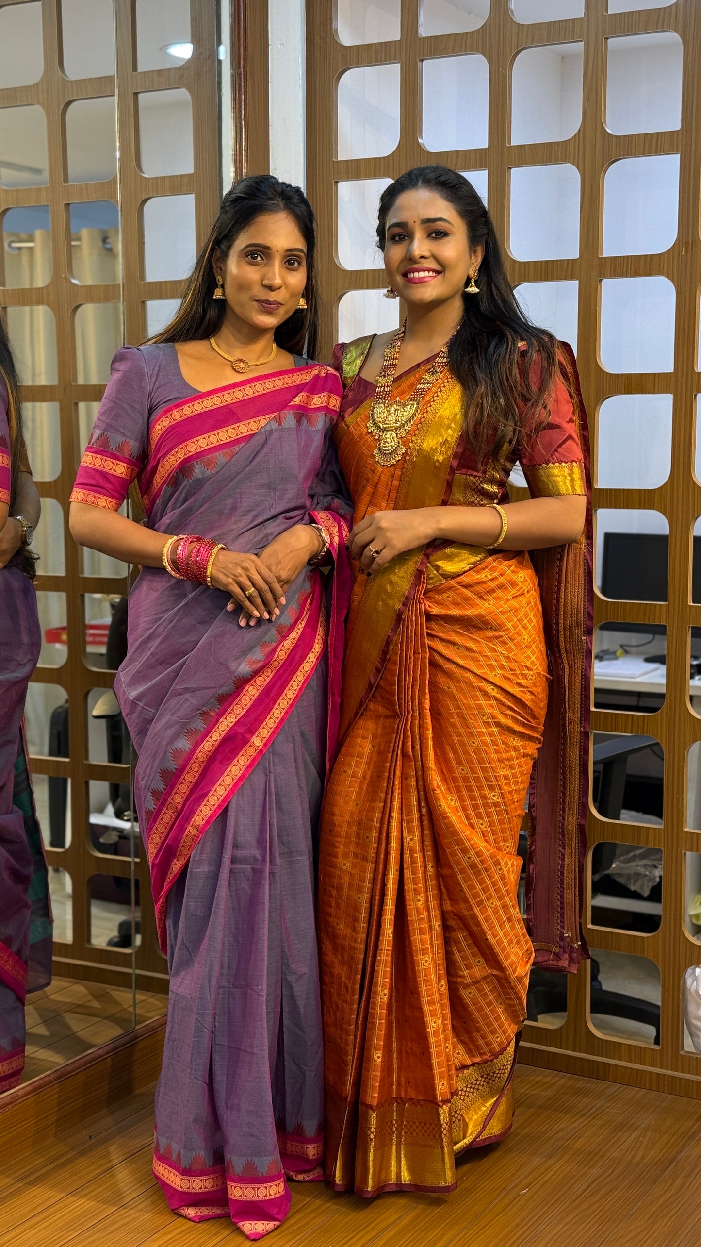 Rust Orange Gold Border Saree  | SSOG313