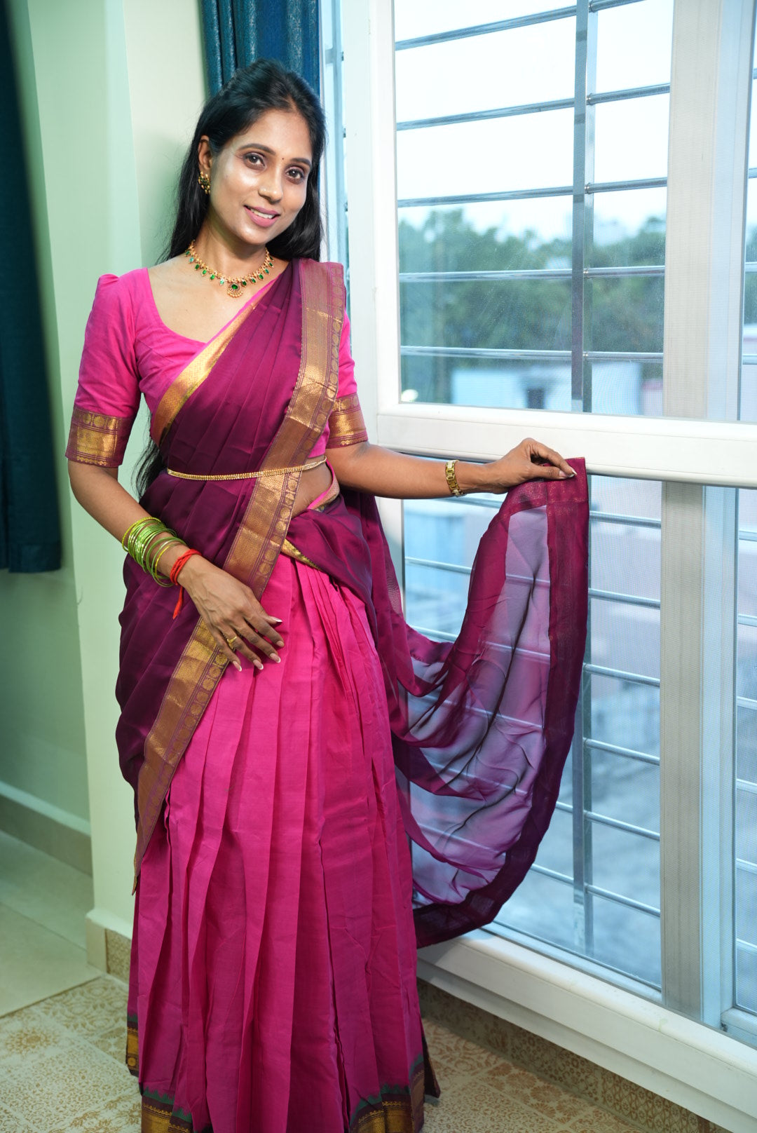 Temple Cotton Half Saree | SSHS212