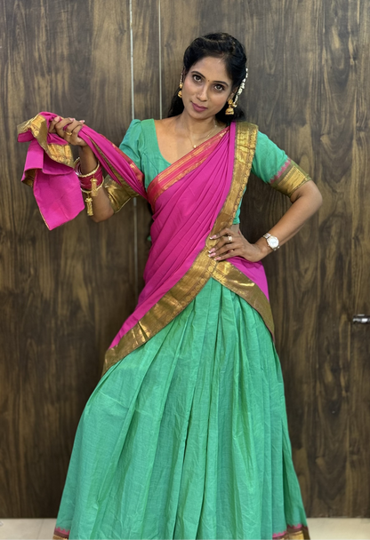 Temple Cotton Half Saree | SSHS212