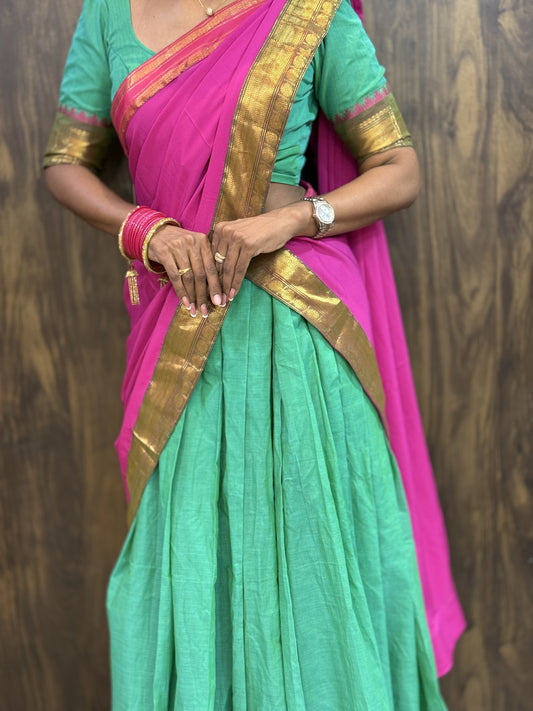 Temple Cotton Half Saree | SSHS212
