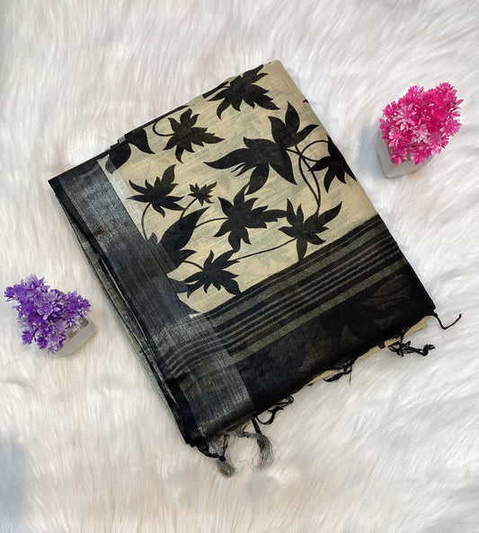 Premium Linen Cotton Saree | SSFT241
