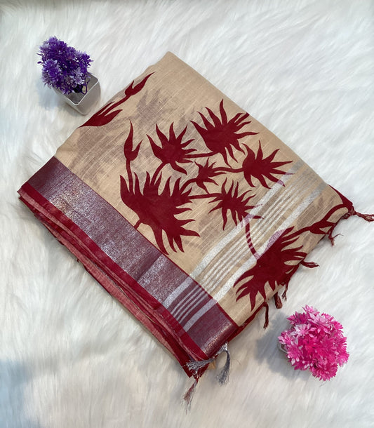 Premium Linen Cotton Saree | SSFT241