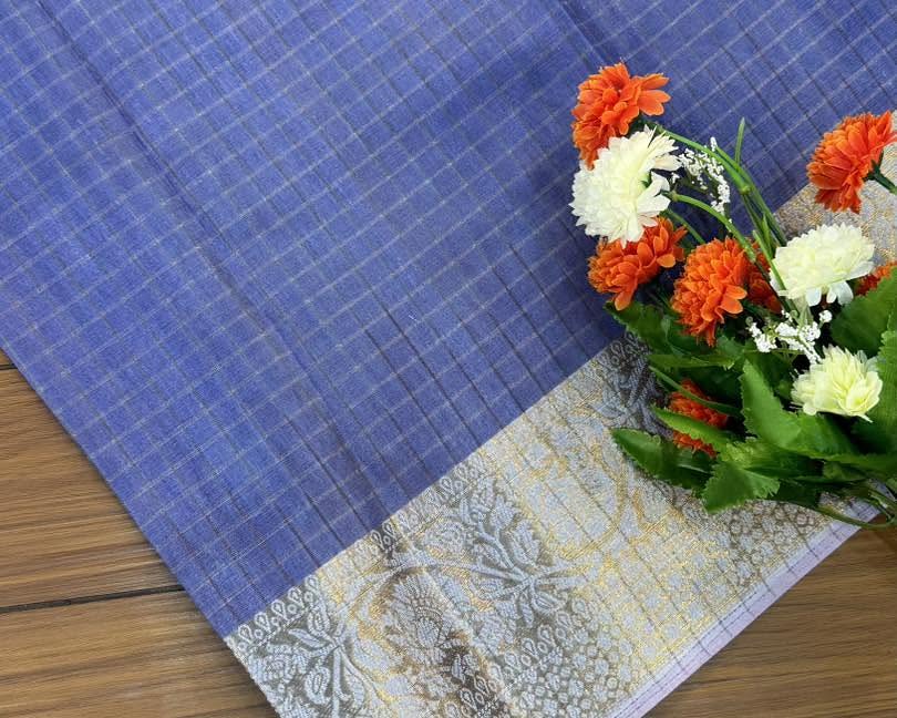 Chanderi Checks Silk Saree | SSCC374