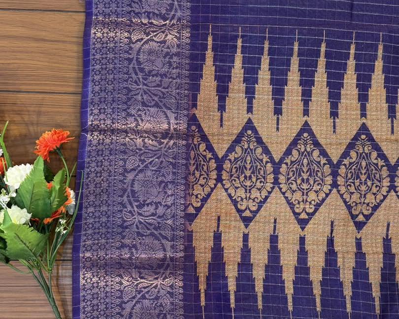 Chanderi Checks Silk Saree | SSCC374